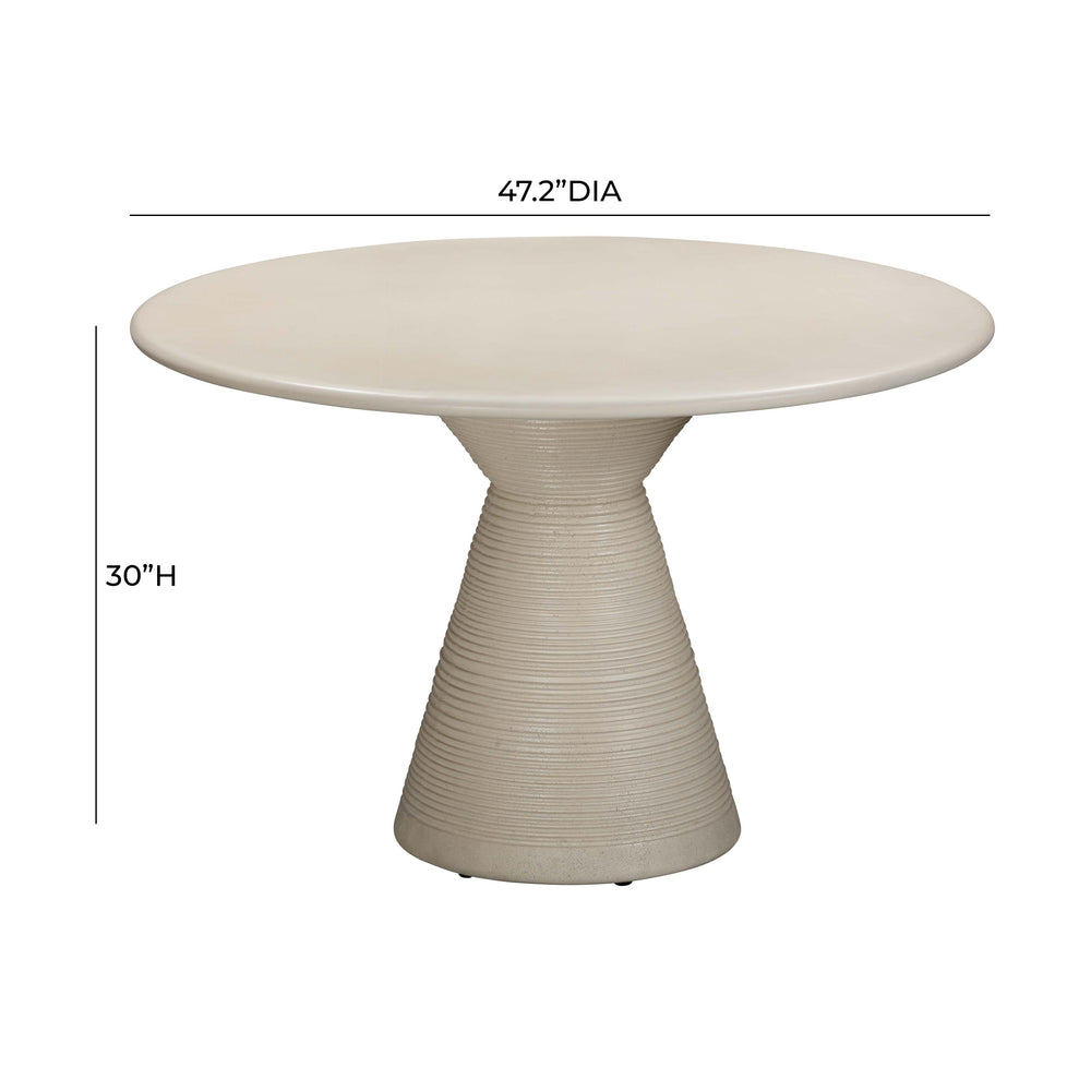 Fern 47" Beige Textured Faux Plaster Concrete Indoor/Outdoor Round Dining Table