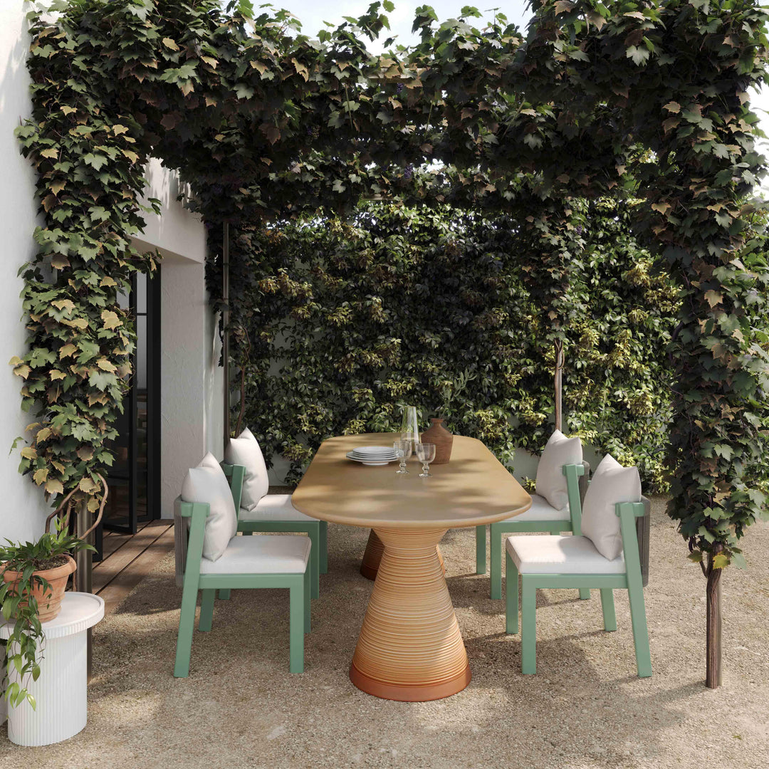 Fassa 87" Faux Terracotta Indoor/Outdoor Oval Dining Table