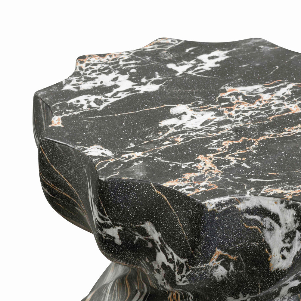 Turin Black Faux Marble Indoor/Outdoor Concrete Stool