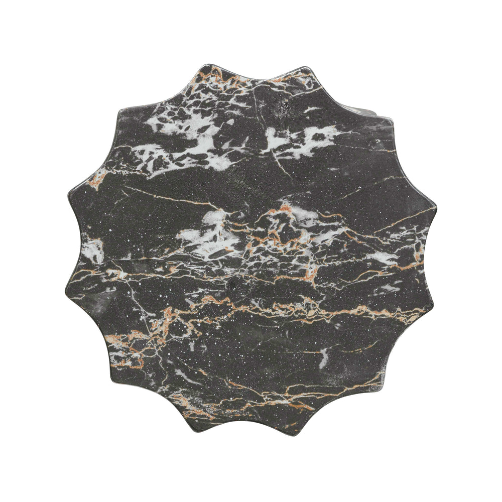 Turin Black Faux Marble Indoor/Outdoor Concrete Stool