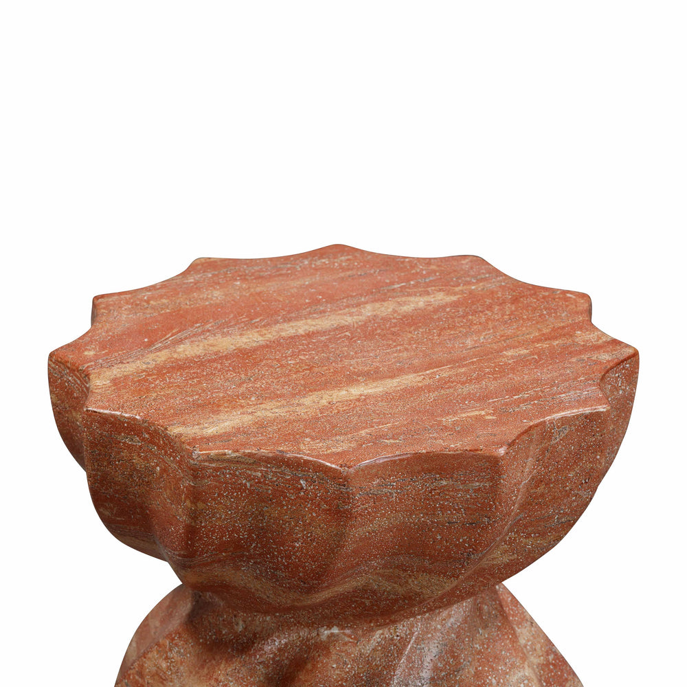Turin Red Faux Sandstone Indoor/Outdoor Concrete Stool