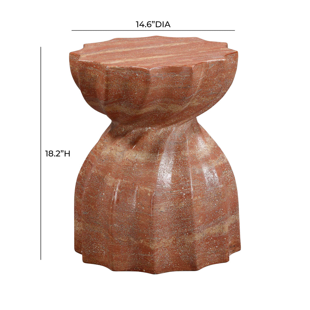 Turin Red Faux Sandstone Indoor/Outdoor Concrete Stool