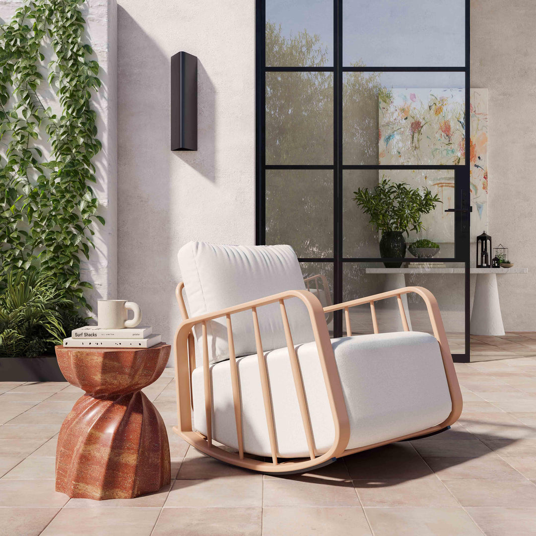 Turin Red Faux Sandstone Indoor/Outdoor Concrete Stool