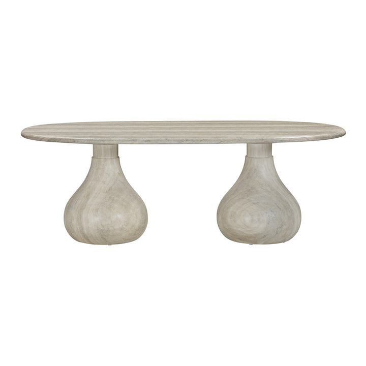 Smooch 87" Travertine Concrete Indoor/Outdoor Oval Dining Table