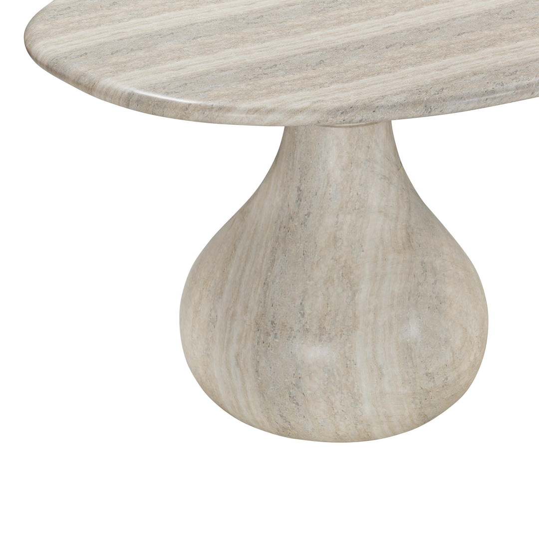 Smooch 87" Travertine Concrete Indoor/Outdoor Oval Dining Table