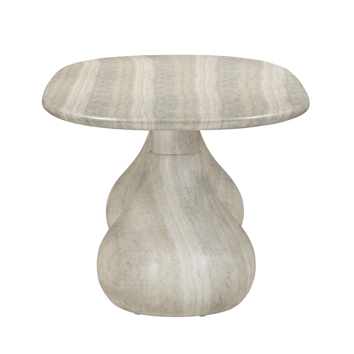 Smooch 87" Travertine Concrete Indoor/Outdoor Oval Dining Table
