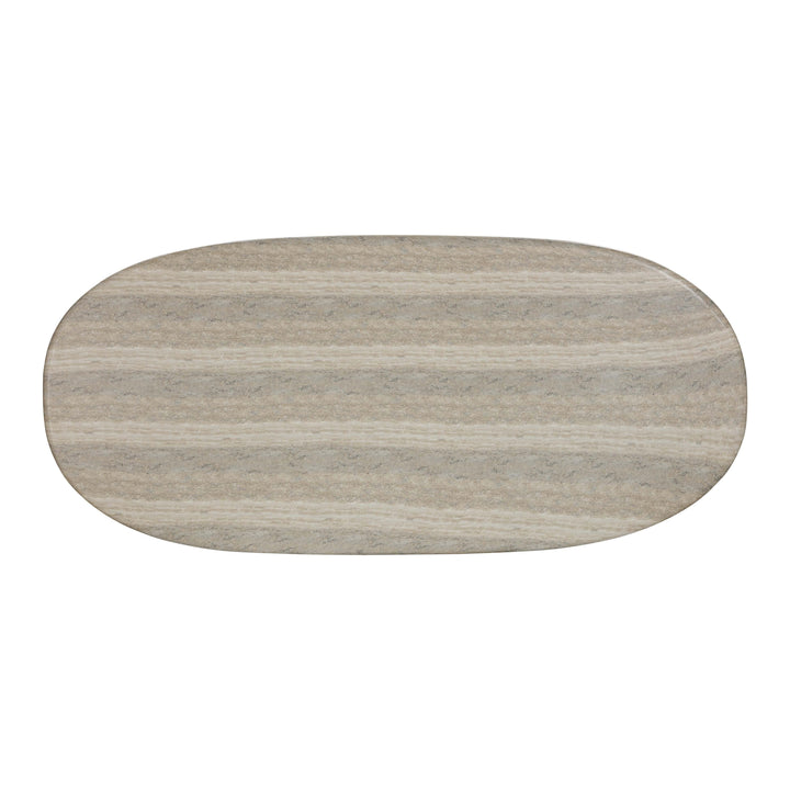 Smooch 87" Travertine Concrete Indoor/Outdoor Oval Dining Table