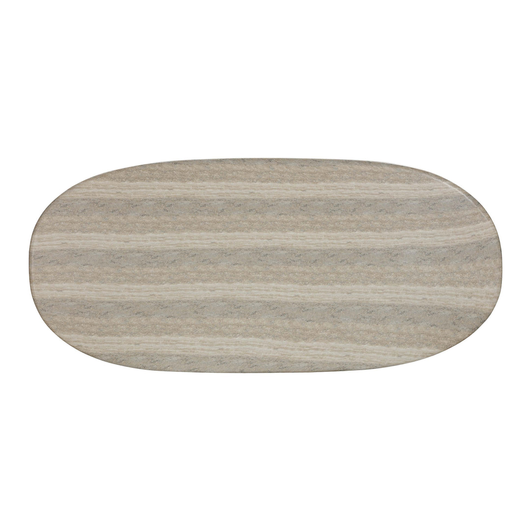 Smooch 87" Travertine Concrete Indoor/Outdoor Oval Dining Table