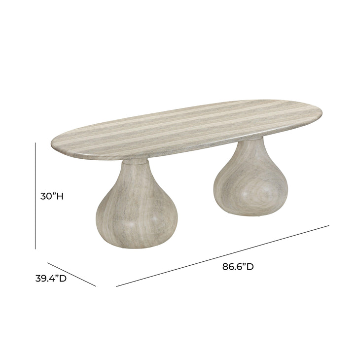 Smooch 87" Travertine Concrete Indoor/Outdoor Oval Dining Table