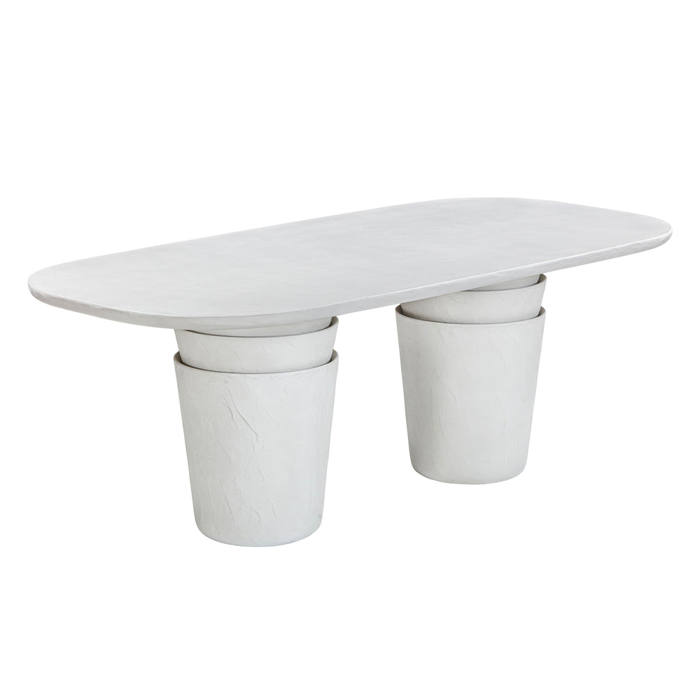 Margot 83" Light Grey Faux Plaster Indoor/Outdoor Concrete Oval Dining Table