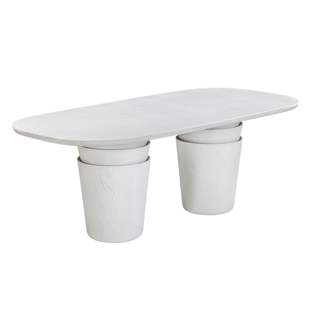 Margot 83" Light Grey Faux Plaster Indoor/Outdoor Concrete Oval Dining Table
