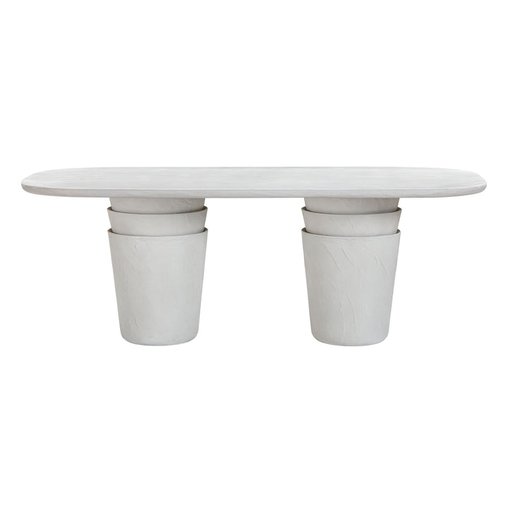 Margot 83" Light Grey Faux Plaster Indoor/Outdoor Concrete Oval Dining Table
