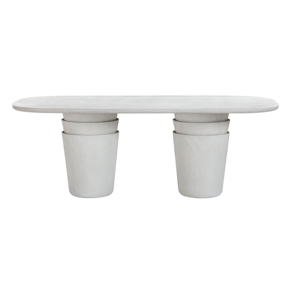 Margot 83" Light Grey Faux Plaster Indoor/Outdoor Concrete Oval Dining Table