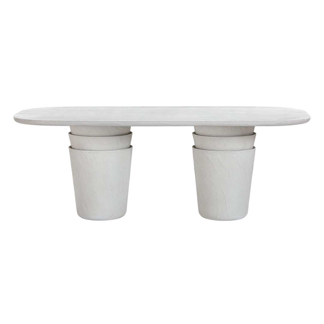 Margot 83" Light Grey Faux Plaster Indoor/Outdoor Concrete Oval Dining Table