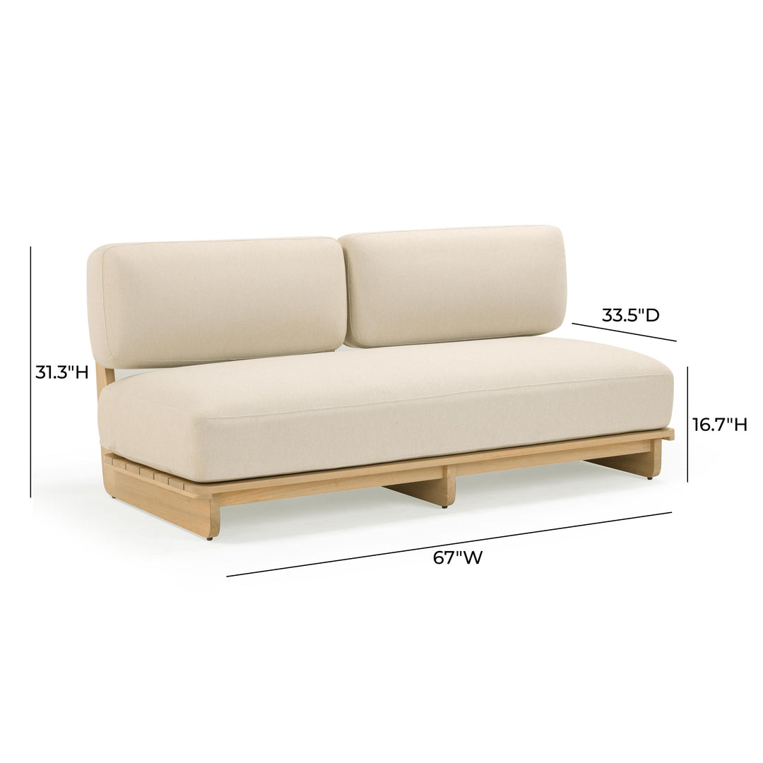 Reavan 67" Cream Performance Fabric Outdoor Lounge Sofa