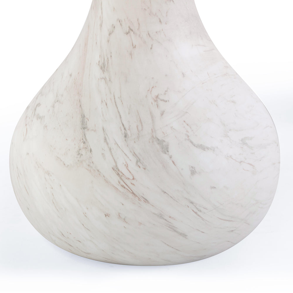 Smooch 87" White Marble Concrete Indoor/Outdoor Oval Dining Table