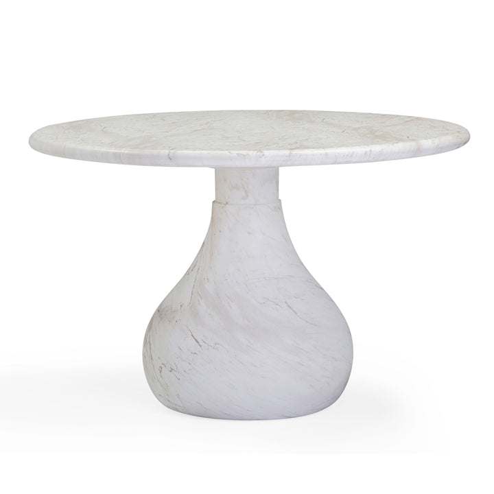 Smooch 47" White Marble Concrete Indoor/Outdoor Round Dining Table