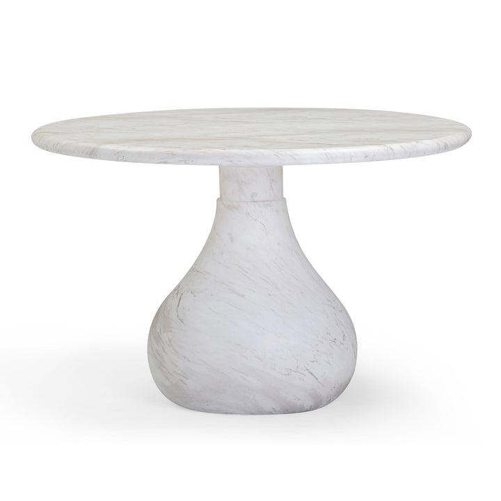 Smooch 47" White Marble Concrete Indoor/Outdoor Round Dining Table