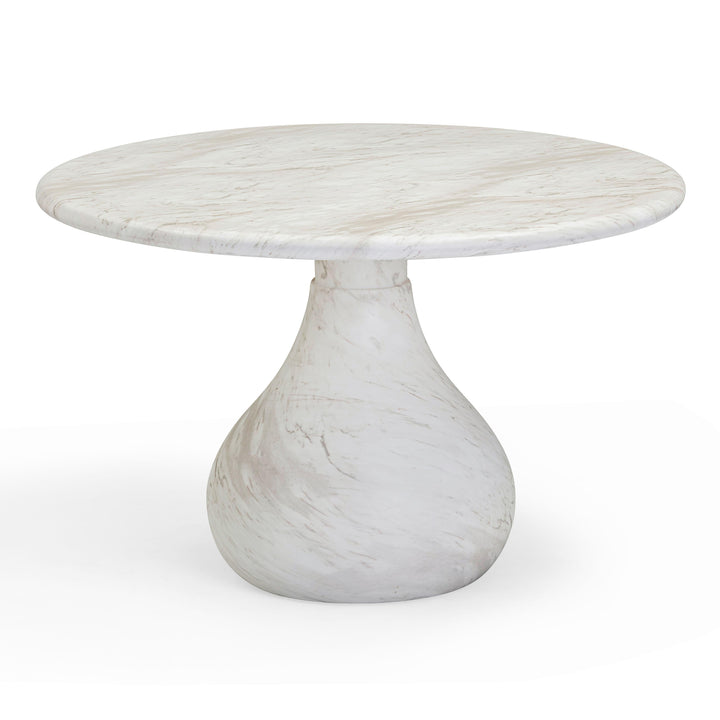 Smooch 47" White Marble Concrete Indoor/Outdoor Round Dining Table