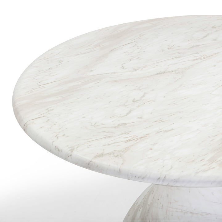 Smooch 47" White Marble Concrete Indoor/Outdoor Round Dining Table