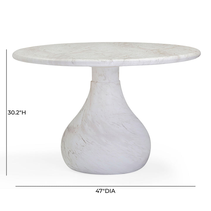 Smooch 47" White Marble Concrete Indoor/Outdoor Round Dining Table
