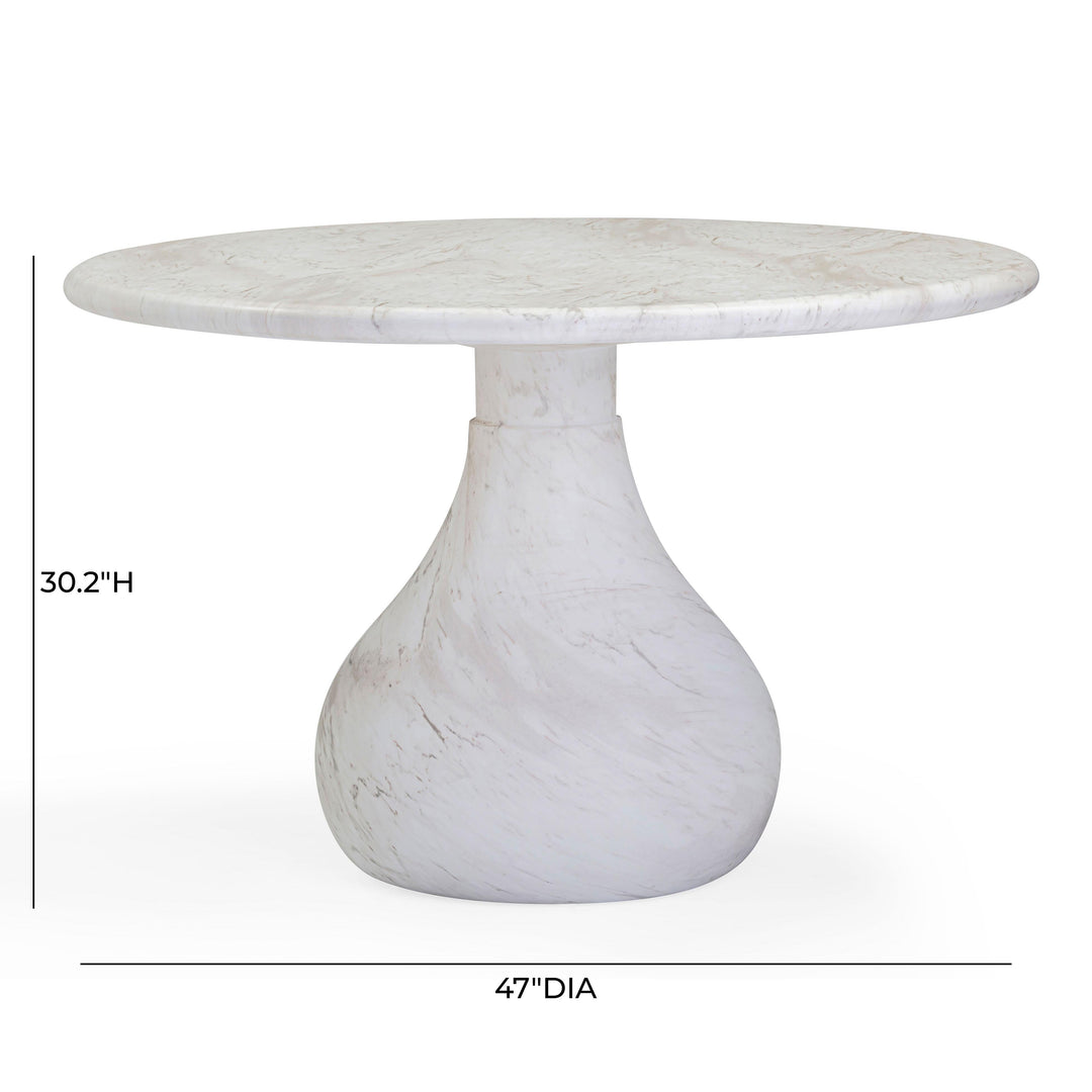 Smooch 47" White Marble Concrete Indoor/Outdoor Round Dining Table
