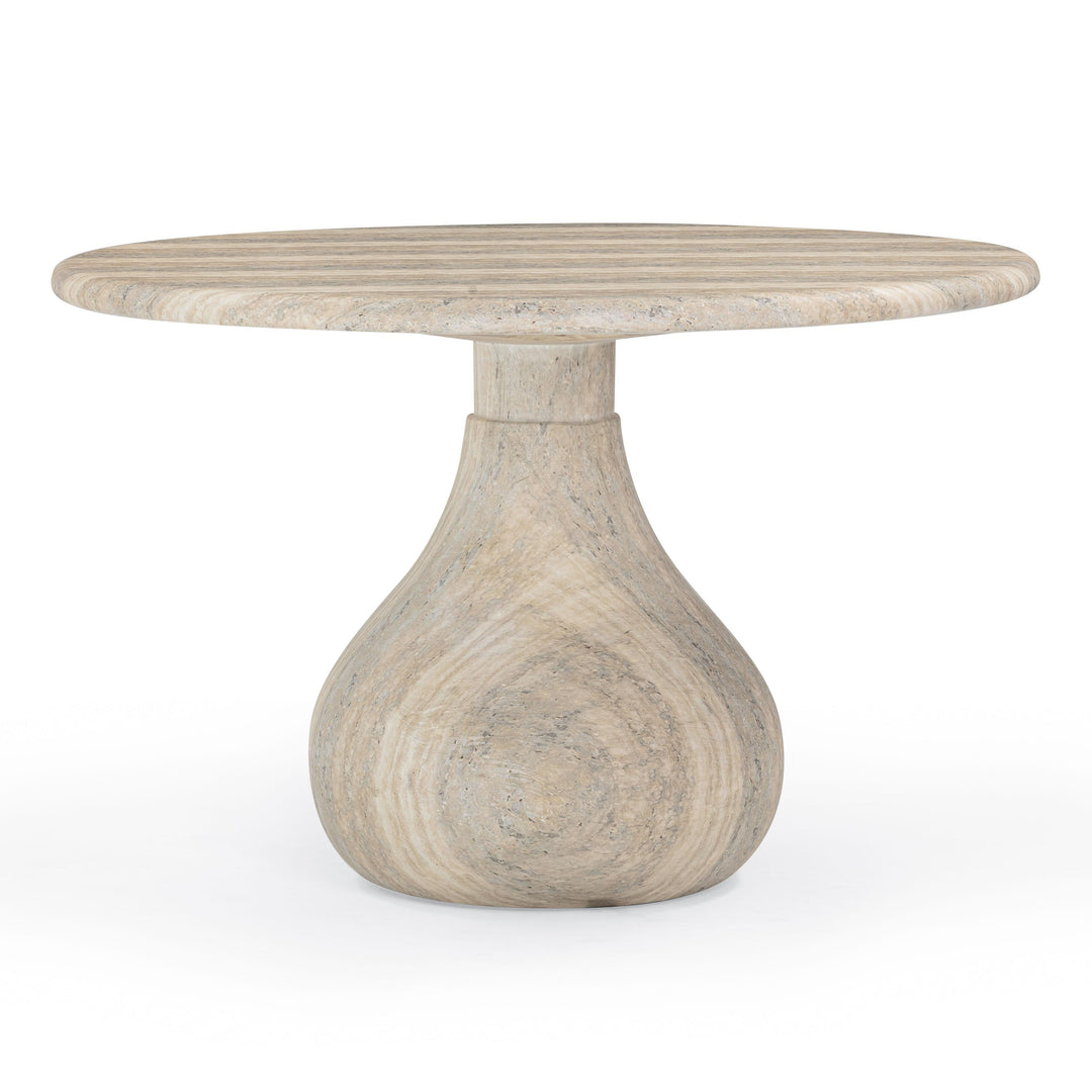 Smooch 47" Travertine Concrete Indoor/Outdoor Round Dining Table
