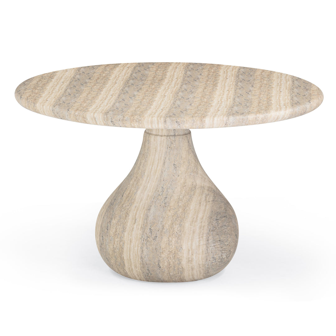 Smooch 47" Travertine Concrete Indoor/Outdoor Round Dining Table