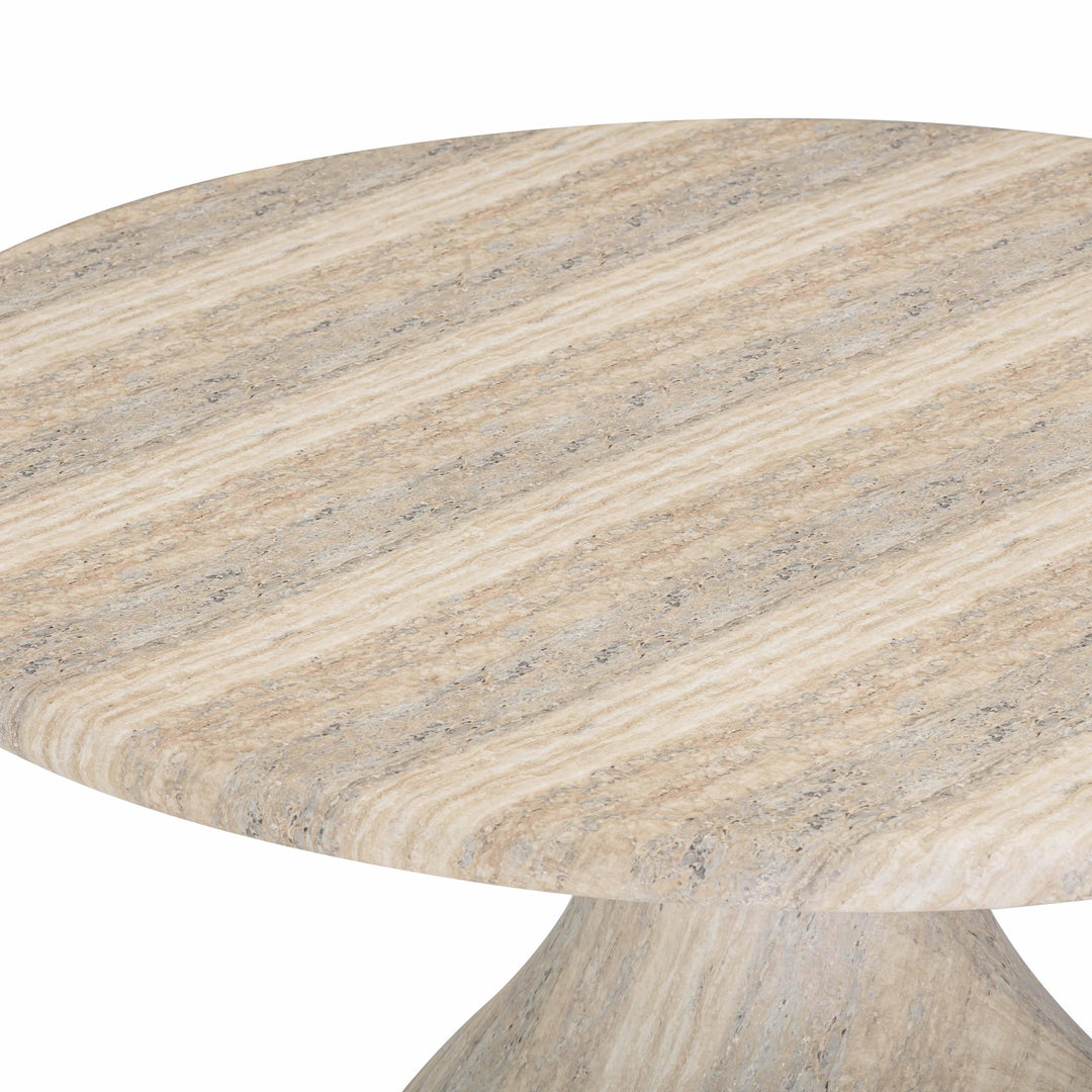 Smooch 47" Travertine Concrete Indoor/Outdoor Round Dining Table