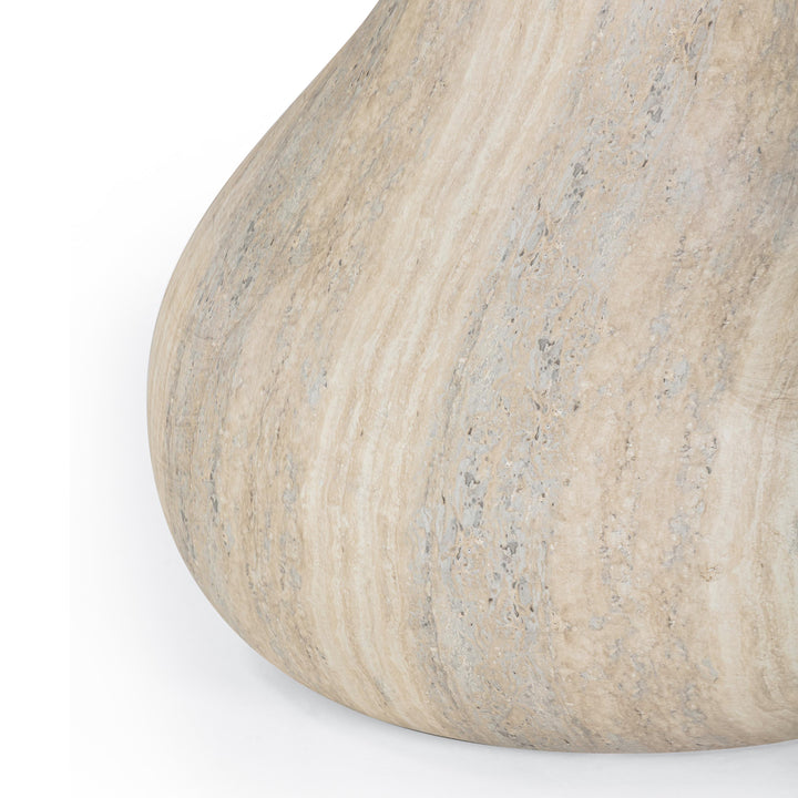 Smooch 47" Travertine Concrete Indoor/Outdoor Round Dining Table