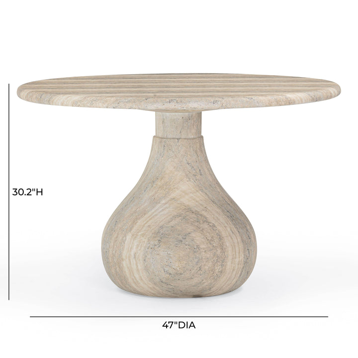Smooch 47" Travertine Concrete Indoor/Outdoor Round Dining Table