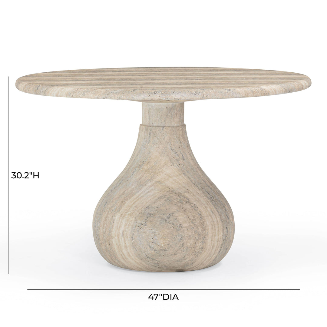 Smooch 47" Travertine Concrete Indoor/Outdoor Round Dining Table