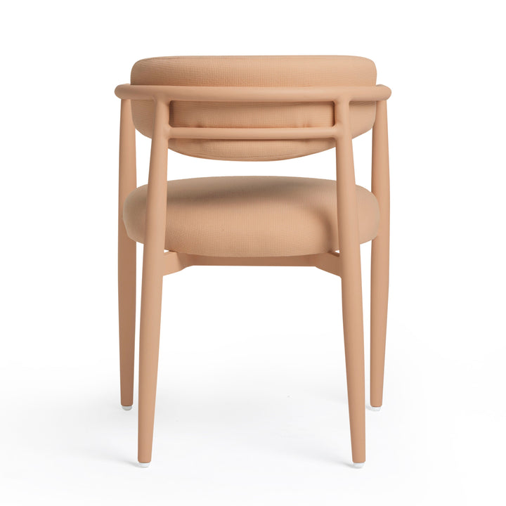 Annika Peach Textured Contract-Grade Fabric Outdoor Dining Arm Chair