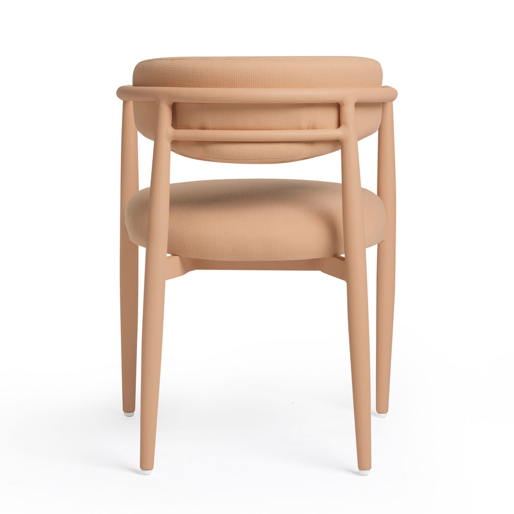 Annika Peach Textured Contract-Grade Fabric Outdoor Dining Arm Chair
