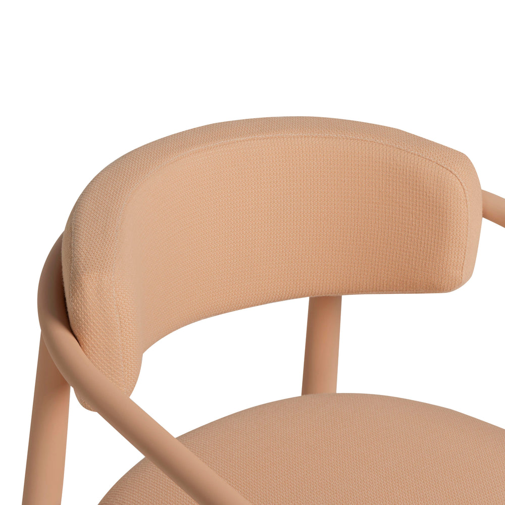 Annika Peach Textured Contract-Grade Fabric Outdoor Dining Arm Chair