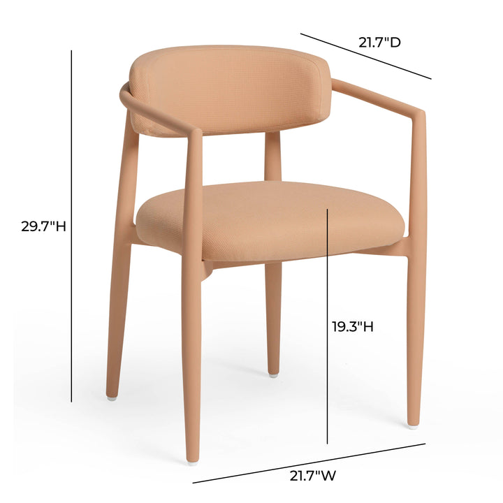 Annika Peach Textured Contract-Grade Fabric Outdoor Dining Arm Chair