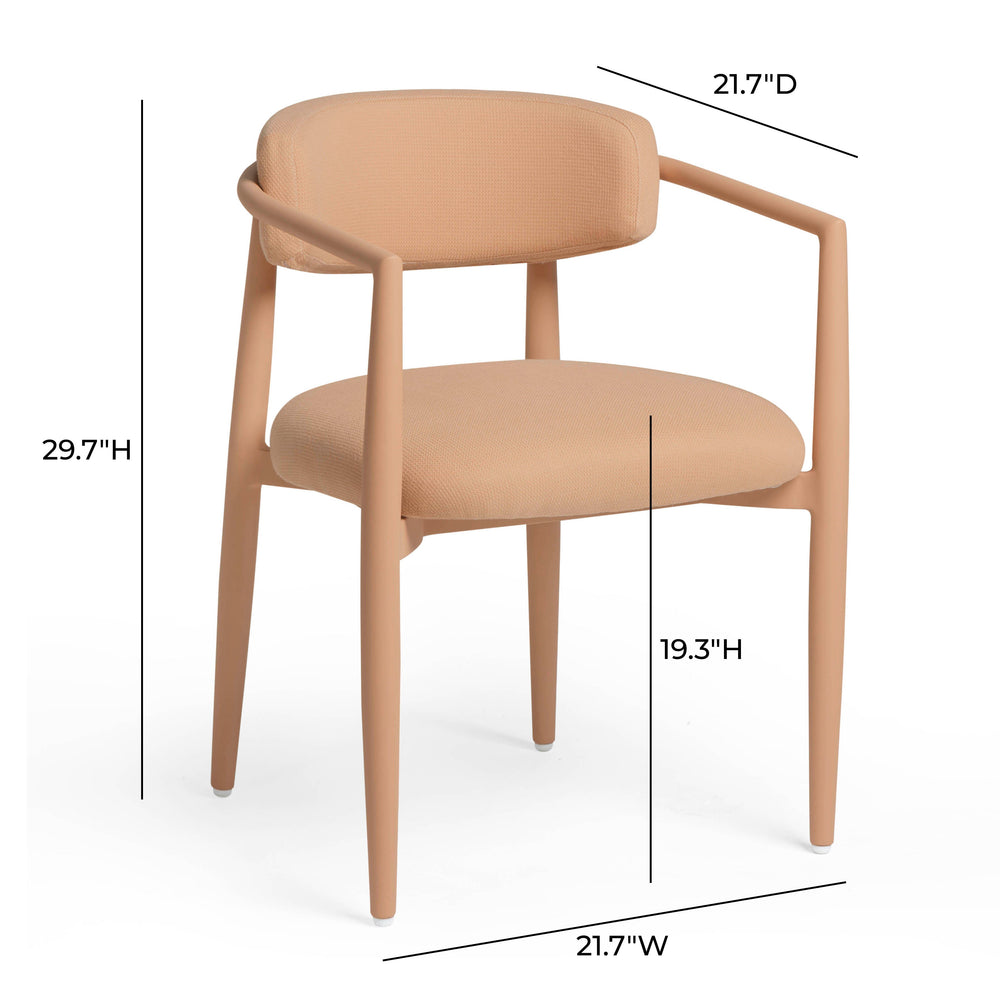 Annika Peach Textured Contract-Grade Fabric Outdoor Dining Arm Chair