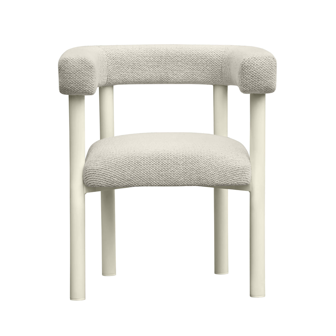Jackie Cream Textured Contract-Grade Fabric Outdoor Dining Chair