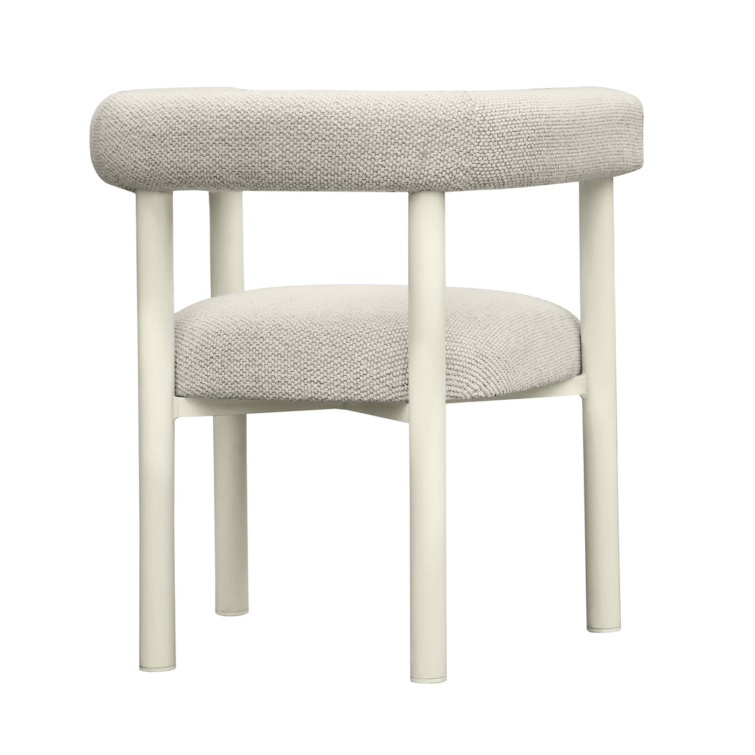 Jackie Cream Textured Contract-Grade Fabric Outdoor Dining Chair