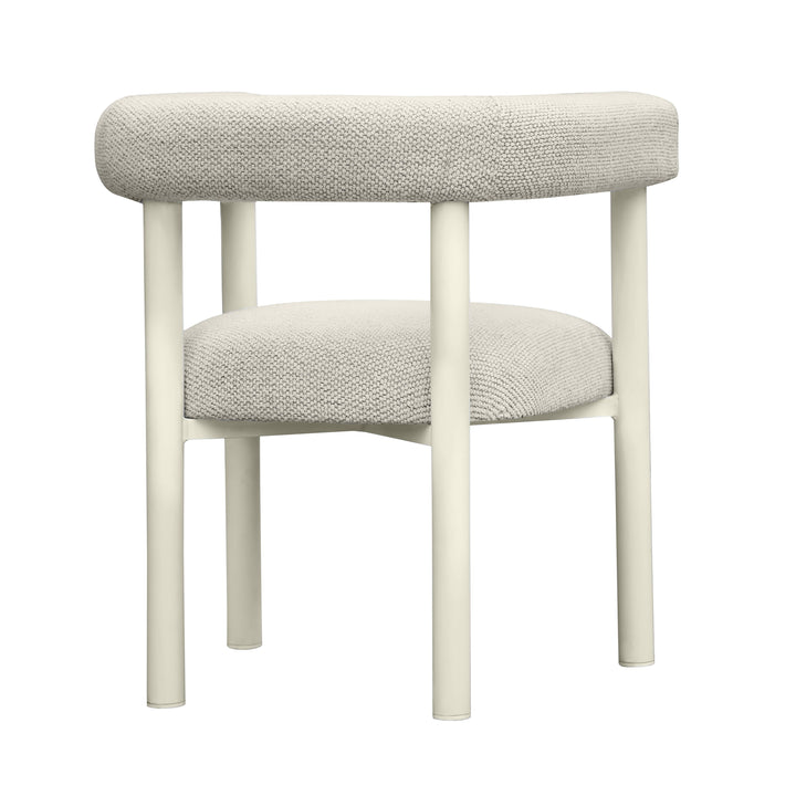 Jackie Cream Textured Contract-Grade Fabric Outdoor Dining Chair