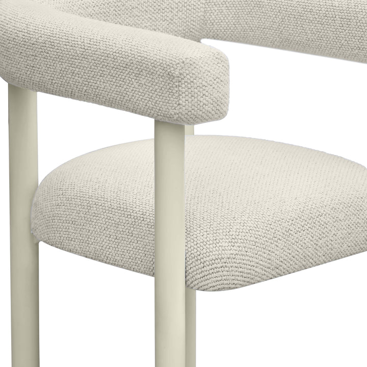 Jackie Cream Textured Contract-Grade Fabric Outdoor Dining Chair