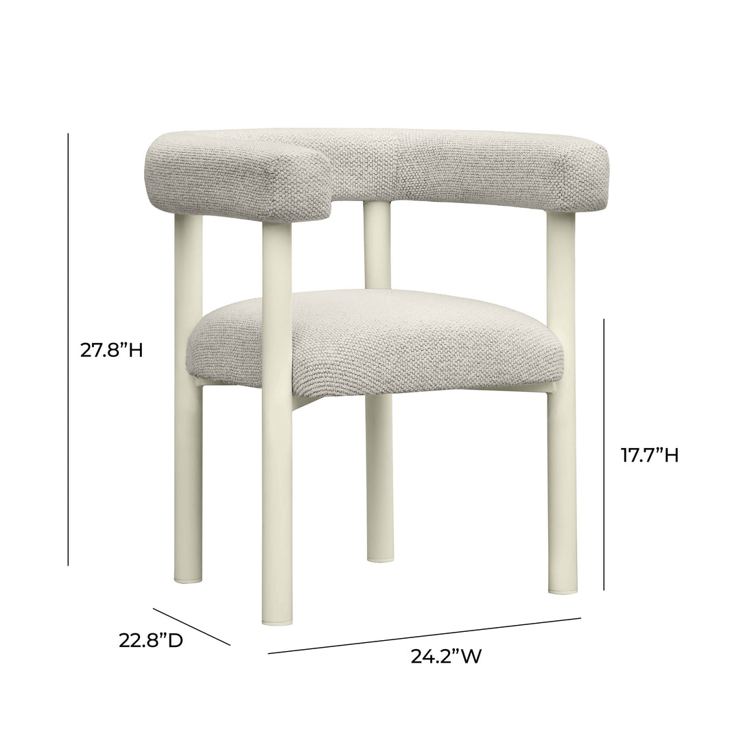 Jackie Cream Textured Contract-Grade Fabric Outdoor Dining Chair