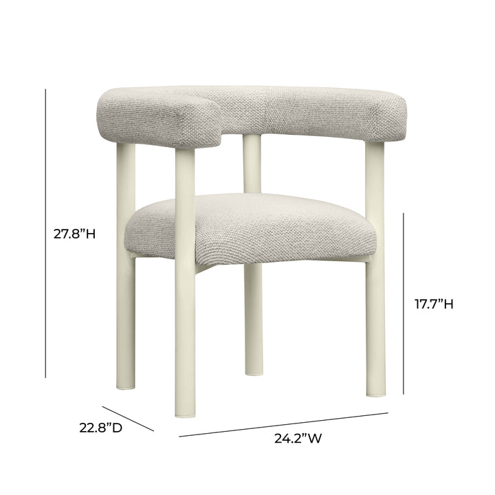 Jackie Cream Textured Contract-Grade Fabric Outdoor Dining Chair