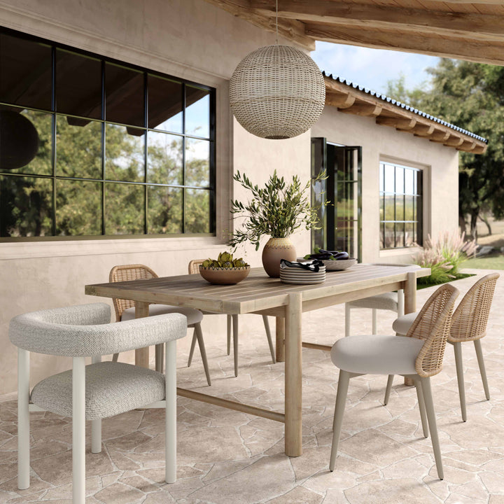 Jackie Cream Textured Contract-Grade Fabric Outdoor Dining Chair
