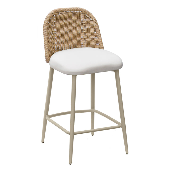 Alexa Cream &amp;amp; Natural Performance Fabric Outdoor Counter Stool