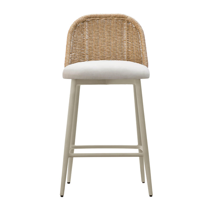 Alexa Cream &amp;amp; Natural Performance Fabric Outdoor Counter Stool