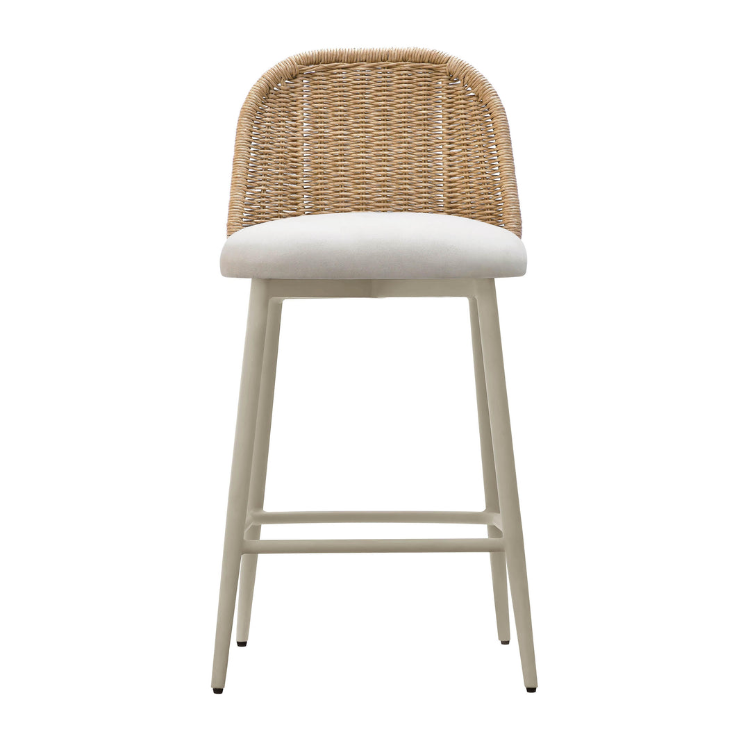 Alexa Cream &amp; Natural Performance Fabric Outdoor Counter Stool