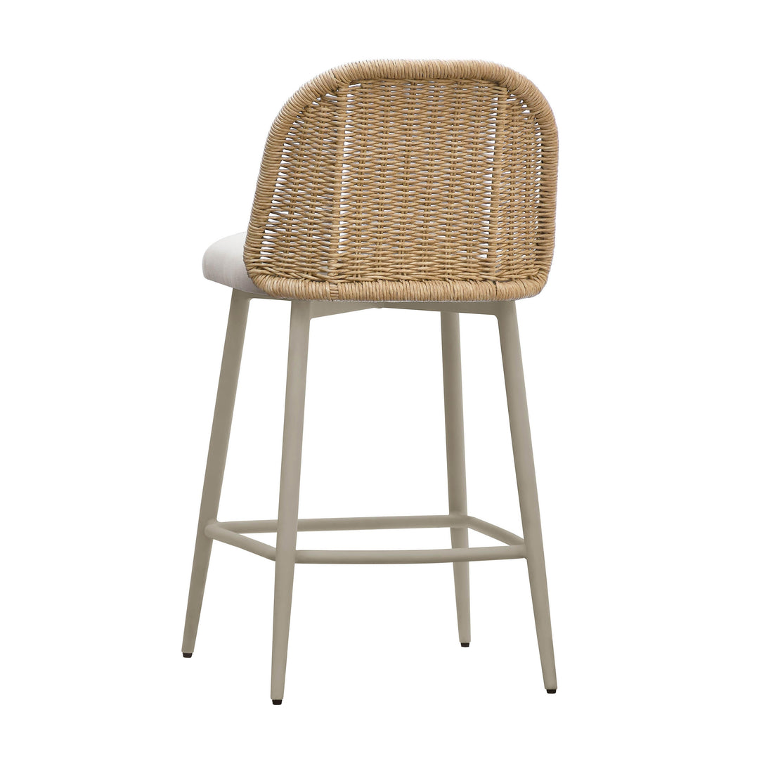Alexa Cream &amp; Natural Performance Fabric Outdoor Counter Stool