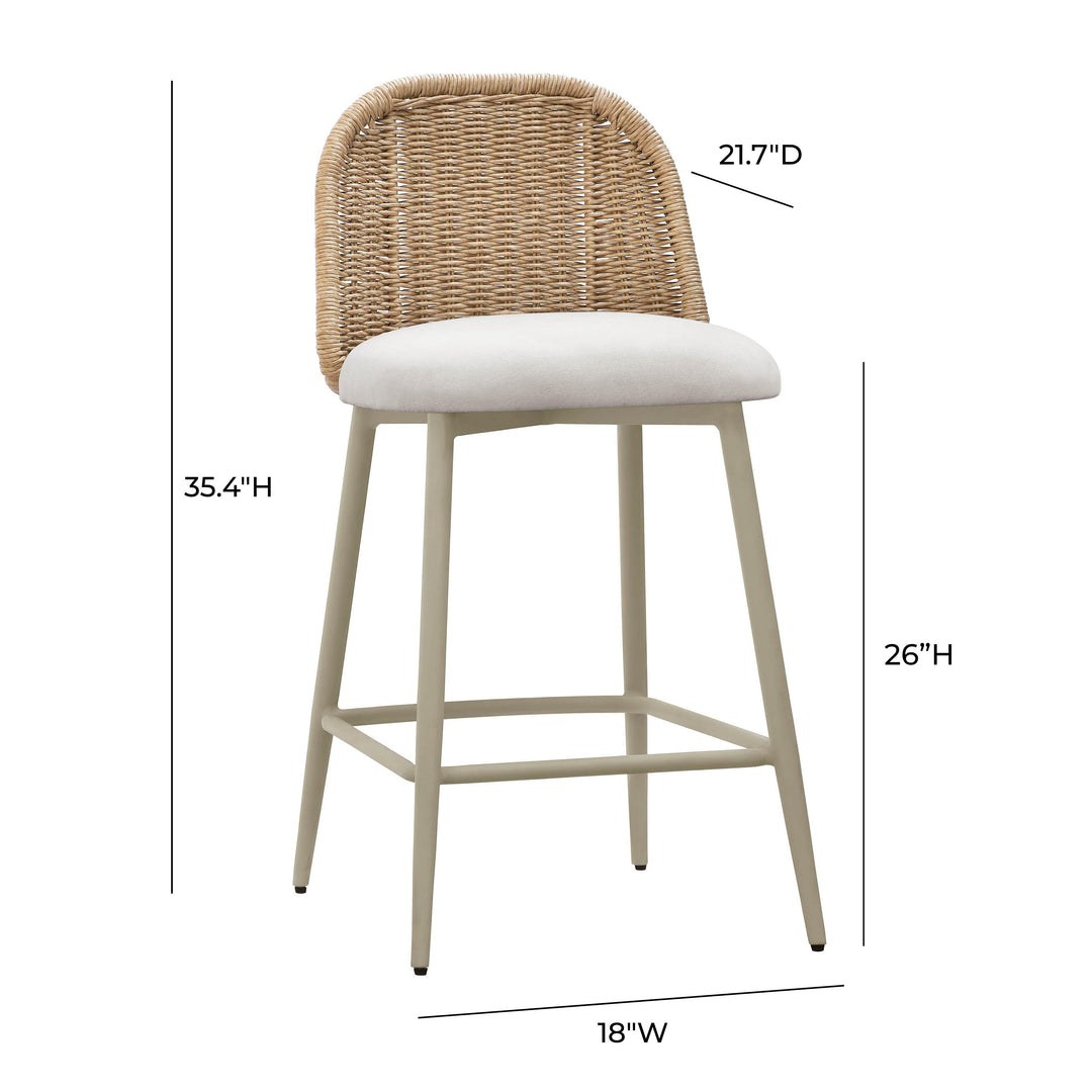 Alexa Cream &amp; Natural Performance Fabric Outdoor Counter Stool