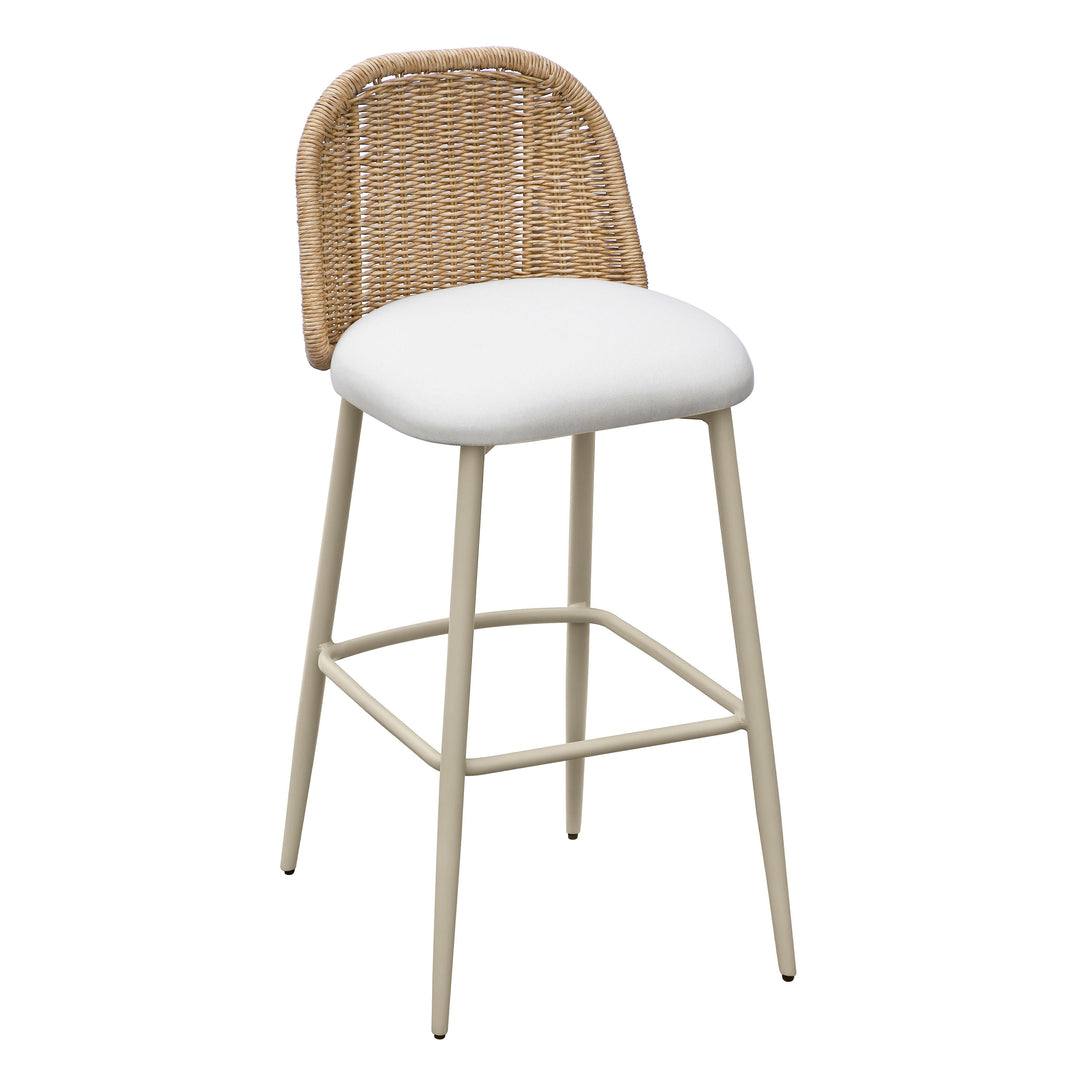 Alexa Cream &amp; Natural Performance Fabric Outdoor Bar Stool